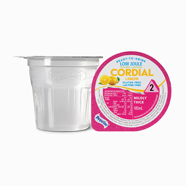 Precise Ready-To-Drink Mildly Thick/Level 2 Low Joule Cordial 185mL Cups | Carton of 12