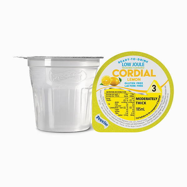 Precise Ready-To-Drink Moderately Thick/Level 3 Low Joule Cordial 185mL Cups | Carton of 12