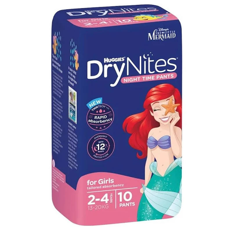 Huggies DryNites Pyjama Pants GIRLS Size 2 4 years 13 20kg 11 Pack PACKET IncontinenceProducts