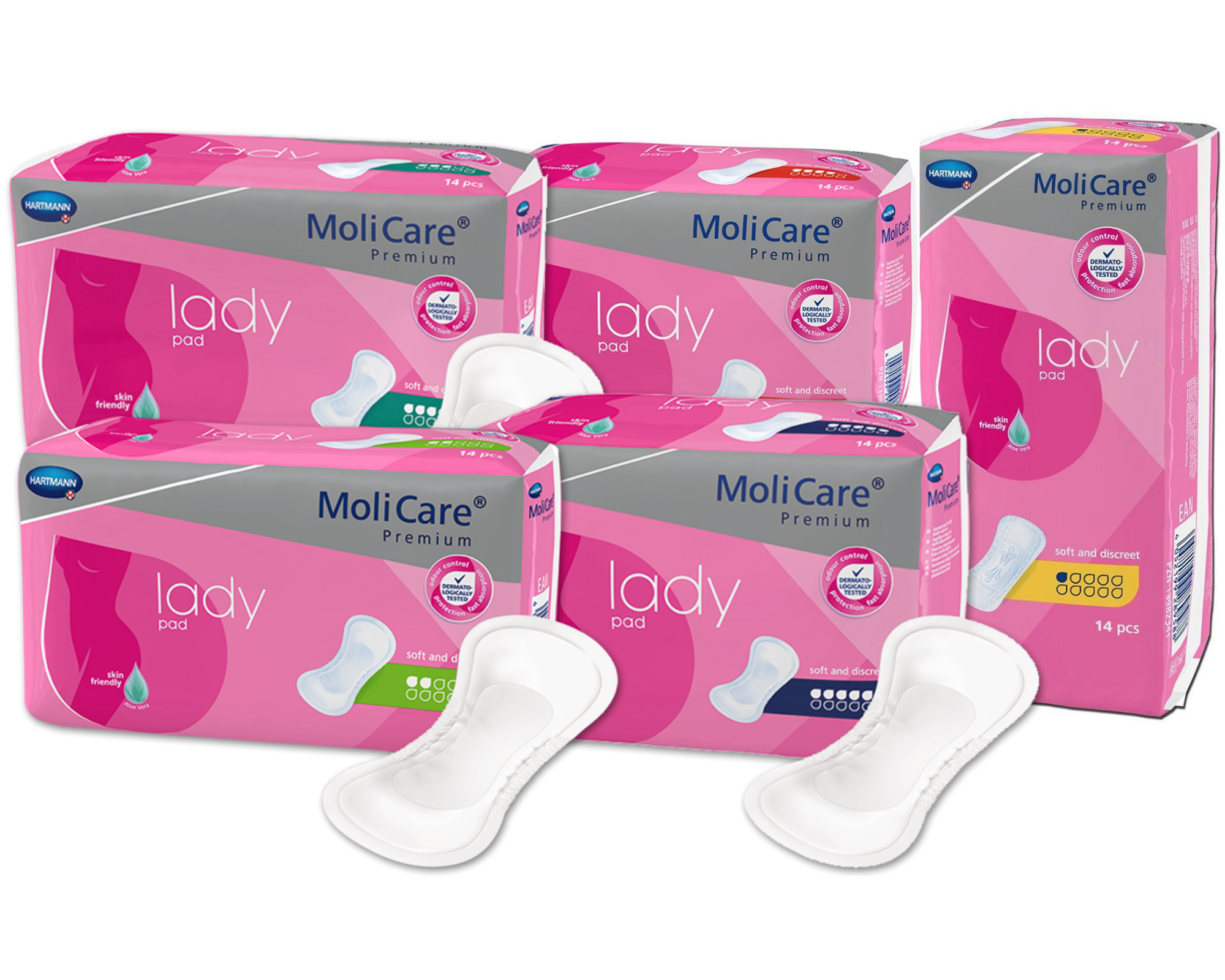 Molicare Premium Lady Pads, Moderate Absorbency, 6.5 In X 16 In, 14 Count,  12 Packs, 168 Total : Target