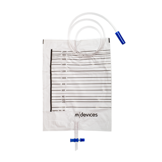 MDevices Urine Bag 2000mL T-Tap 110cm Tubing | Carton of 250