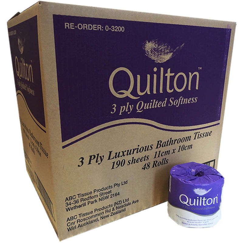 Quilton Super Premium 3 Ply Toilet Paper 190 sheets | Carton of 48 rolls