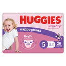 Huggies Ultra Dry Nappy Pants Walker Girl Size 5 (12-17kg) | Pack of 26