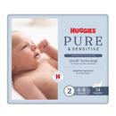 Huggies Pure & Sensitive Nappies Newborn Size 2 (4-8kg) | Pack of 74