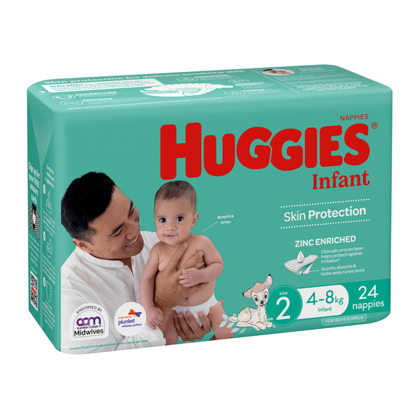 Huggies Infant Nappies Size 2 (4-8kg) | Pack of 24