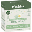tooshies Aloe Vera & Chamomile Baby Wipes Pack of 280 front product view