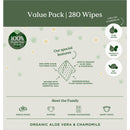 tooshies Aloe Vera & Chamomile Baby Wipes Pack of 280 packaging detail