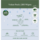 tooshies Pure Water Baby Wipes Pack of 280 packaging detail