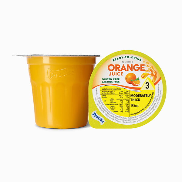 Precise Ready-To-Drink Moderately Thick/Level 3 Juice 185mL Cups | Carton of 12
