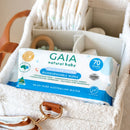 GAIA Natural Baby 99.5% Pure Water Wipes Pack of 70 nappy bag lifestyle view