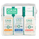 GAIA Natural Baby Mini Traveller 3x50mL front pack view with three 50mL bottles