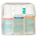GAIA Natural Baby Mini Traveller 3x50mL back pack view with three 50mL bottles
