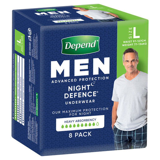 Depend RealFit Night Defence Underwear for Men Size Large | Pack of 8