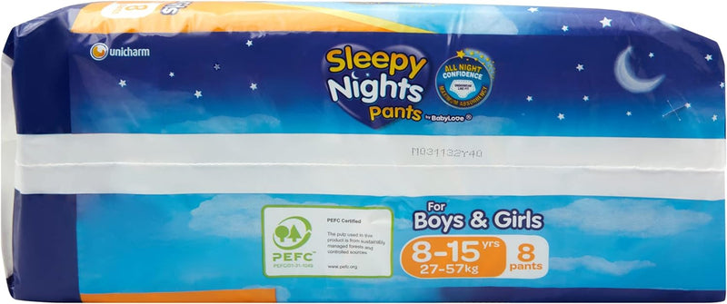 BabyLove Sleepy Nights Pants 8-15yrs, 27-57kg (8 pack)