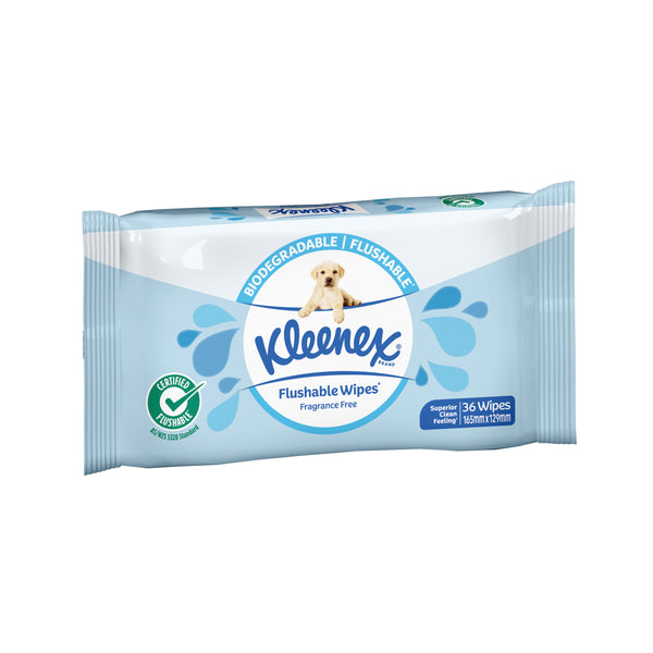 Kleenex Fragrance Free Flushable Wipes | Pack of 36 Wipes