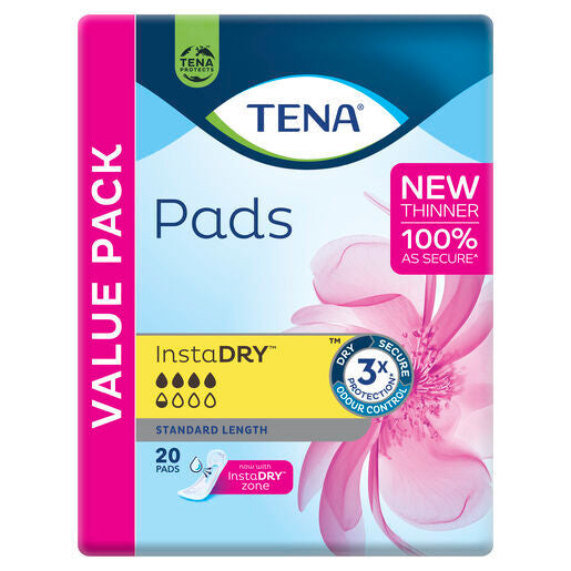 TENA Pads InstaDry Standard Length | Pack of 20