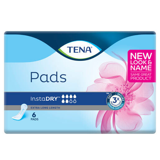TENA Pads InstaDry Extra Long Length | Pack of 6