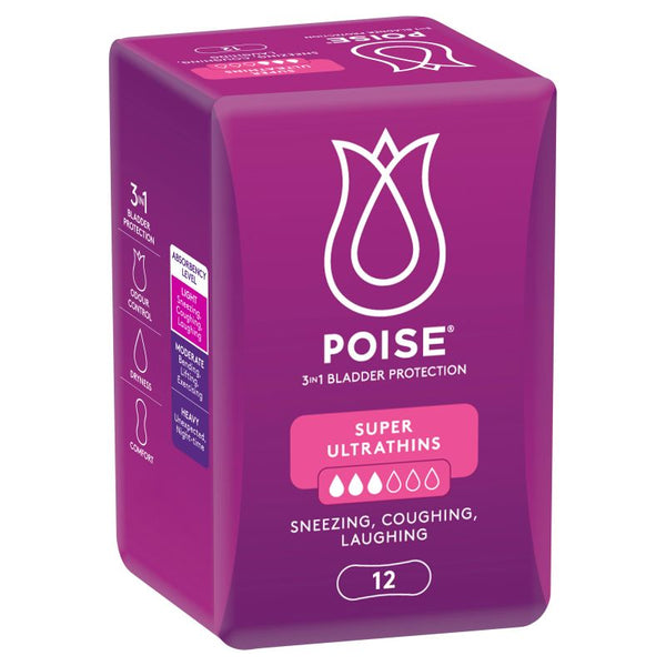 Poise Ultrathin Pads For Bladder Leaks Super | 12 per Packet