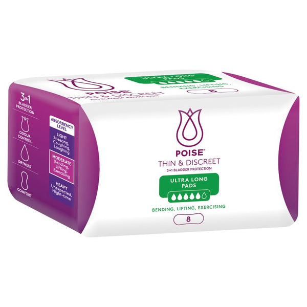 Poise Thin & Discreet Ultra Long Pads | 8 per Packet