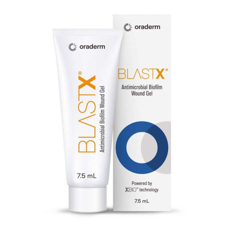 BLASTX Antimicrobial Biofilm Wound Gel 7.5ml Tube with the packaging