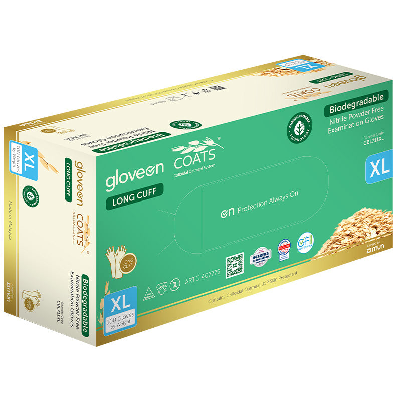 GloveOn COATS Long Cuff Biodegradable Nitrile Exam Powder Free Packe