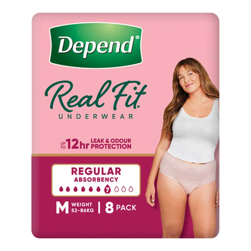 Depend Real Fit Regular Underwear for Women | Pack of 8