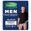 Depend RealFit Night Defence Underwear for Men Size Large | Pack of 8