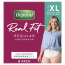 Depend Real Fit Regular Underwear for Women | Pack of 8