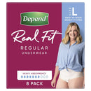 Depend Real Fit Regular Underwear for Women | Pack of 8