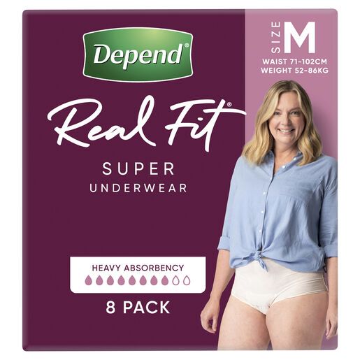 Depend Real Fit SUPER Underwear for Women | Pack of 8
