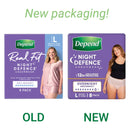 Depend Underwear RealFit Female Night Defence Size Large | Pack of 8