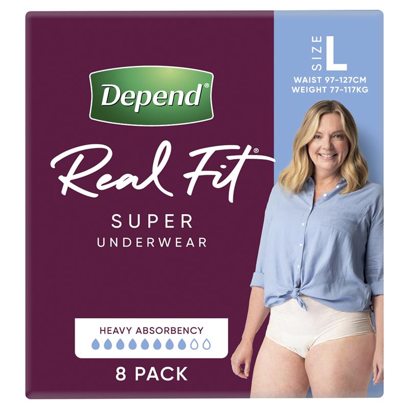 Depend Real Fit SUPER Underwear for Women | Pack of 8