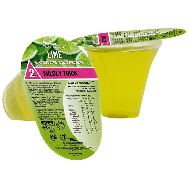 Flavour Creations Ready-To-Drink Cordial Mildly Thick/Level 2, 175mL Cups | Carton of 12