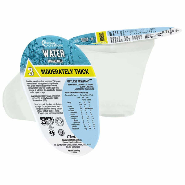 Flavour Creations Ready-To-Drink Moderately Thick/Level 3 Water 175mL Cups | Carton