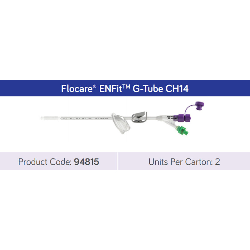 Flocare ENFit Gastrostomy Tube Ch14 Green | Carton of 2