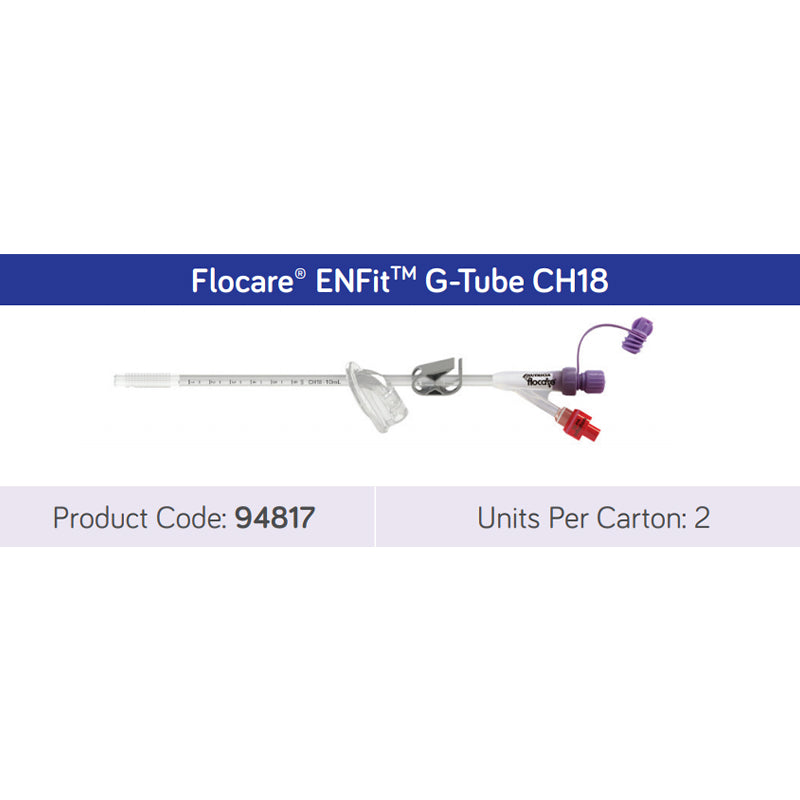 Flocare ENFit Gastrostomy Tube Ch18 Red | Carton of 2