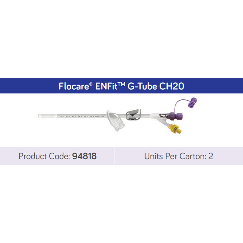 Flocare ENFit Gastrostomy Tube Ch20 Yellow | Carton of 2