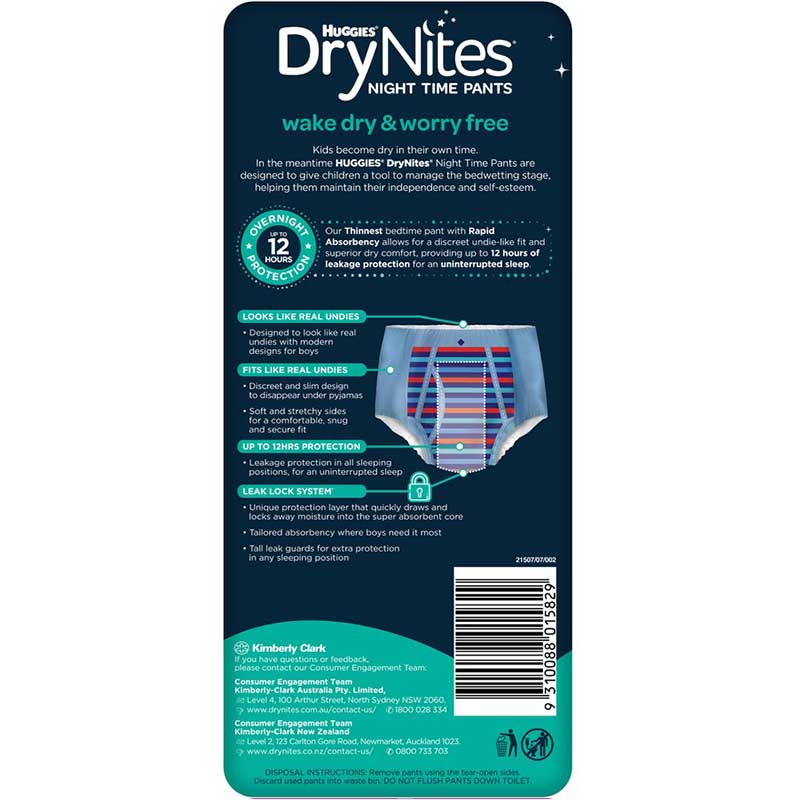 Huggies DryNites Pants for Boys 8-15 Years (27-57kg) | Pack of 8