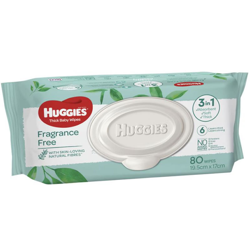 Huggies Baby Wipes Unscented Refill (80 wipes)