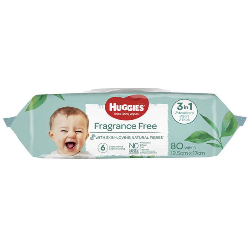 Huggies Baby Wipes Unscented Refill (80 wipes)