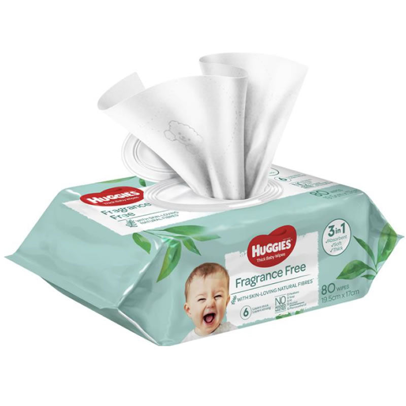 Huggies Baby Wipes Unscented Refill (80 wipes)