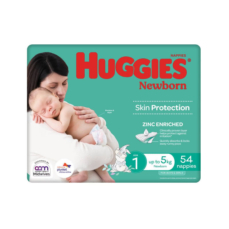 Huggies Newborn Nappies Size 1 (Up to 5kg) | Carton of 112