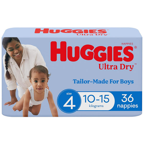 Huggies Ultra Dry Nappies Toddler Boy Size 4 10-15kg | 36 Pack
