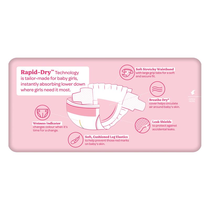 Huggies Ultra Dry Nappies for Girls Size 3 Crawler (6-11kg) | Pack of 44