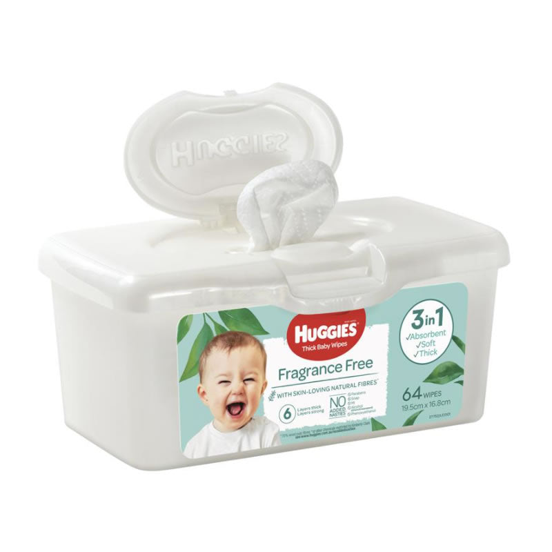 Huggies Baby Wipes Unscented Tub (64 wipes)