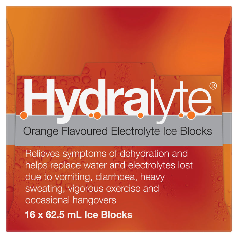 HydralyteElectrolyteIceBlocksOrangeFlavoured16Pack