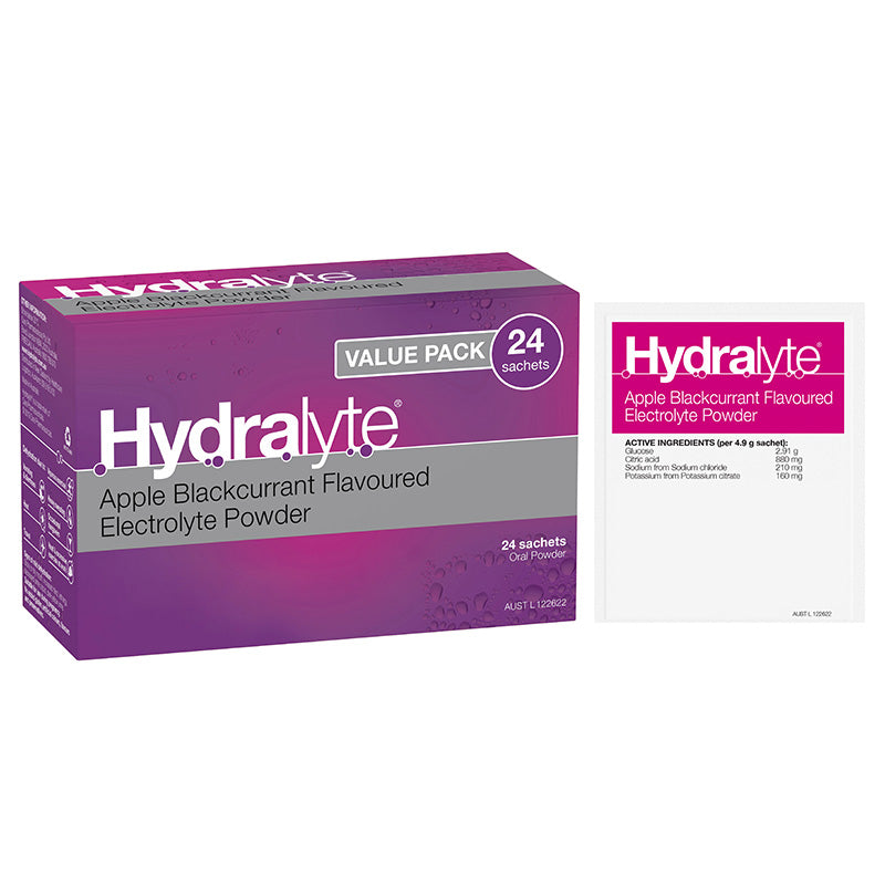 HydralyteElectrolytePowderAppleBlackcurrantFlavoured24Pack