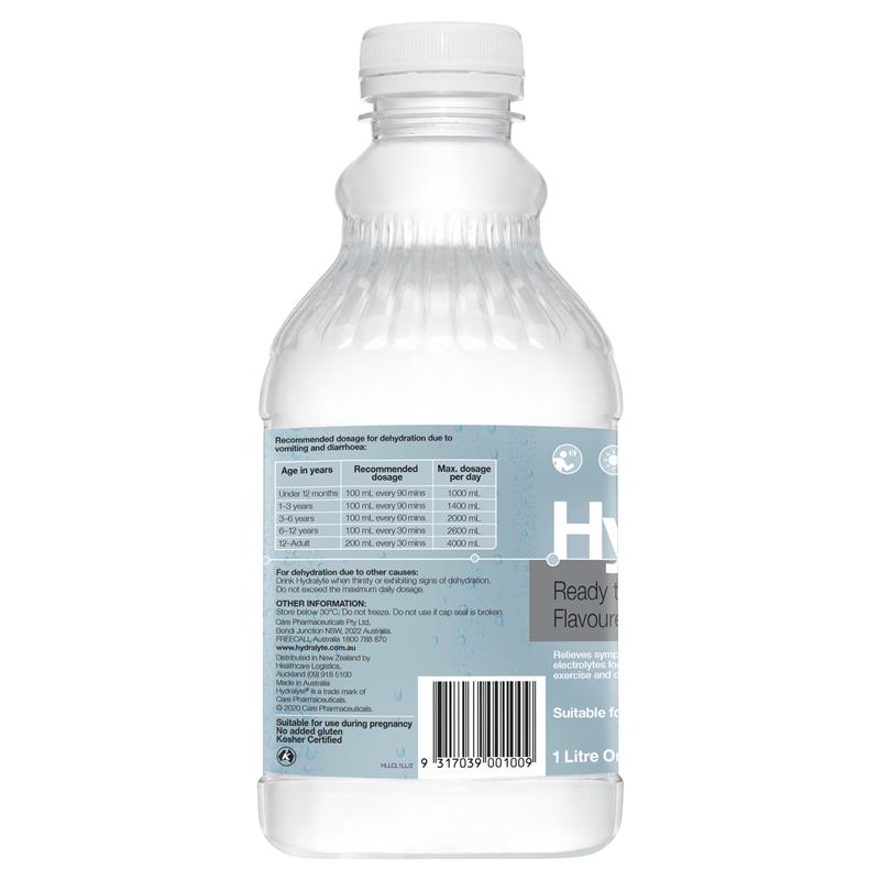 Hydralyte Liquid 1 Litre Lemonade back