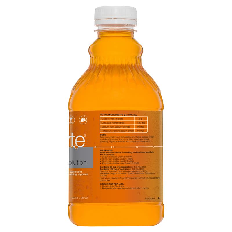 Hydralyte Liquid 1 Litre Orange Back 2