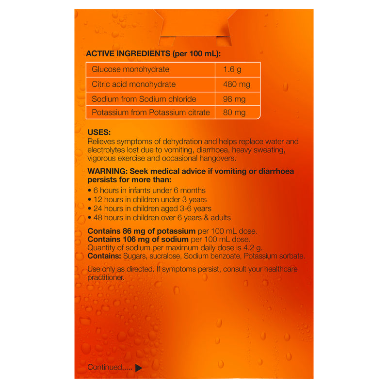 Hydralyte Ready to Drink 250mL Electrolyte Solution Orange Active Ingredients